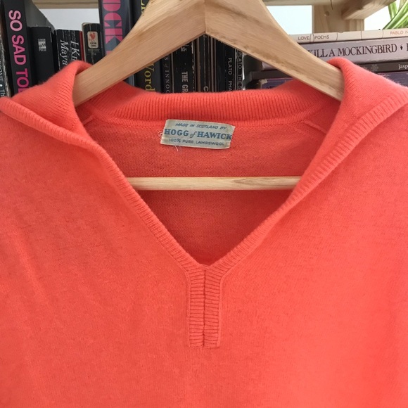 Vintage coral wool short-sleeved sweater - Picture 5 of 6